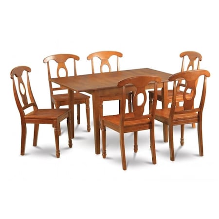 East West Furniture 7 Piece Kitchen Table Set Table With Leaf and 6 Dining Chairs PSNA7-SBR-W